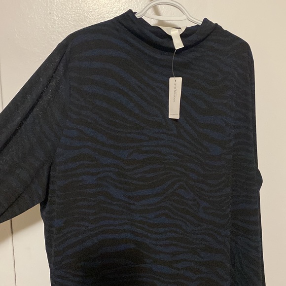 Long sleeve blue and black zebra print maxi dress 3X - Picture 4 of 9